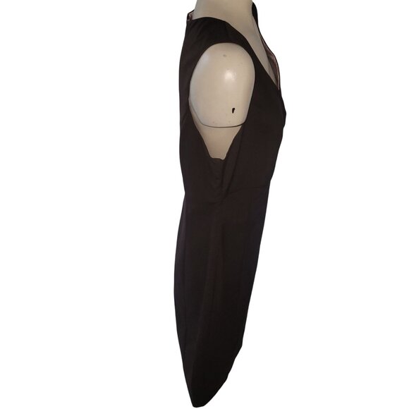 Jonathan Martin Studio Brown Sleeveless A-Line Dress With Pink Striped Lining Si - Picture 9 of 9